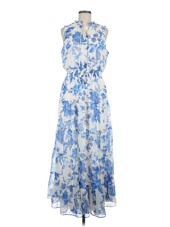 1. State Dresses & Skirts - 1. State White Maxi Dress with Blue Floral Print